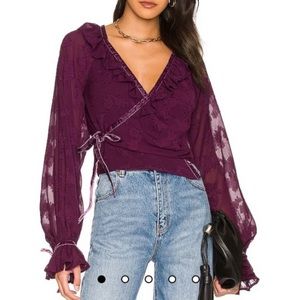 Beautiful Tularosa wrap blouse with velvet ties